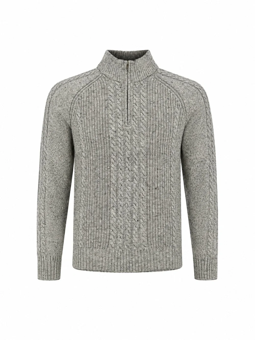 Irelandseye Wool Cashmere Cable Knit Half Zip Sweater Men’s S Gray Ireland